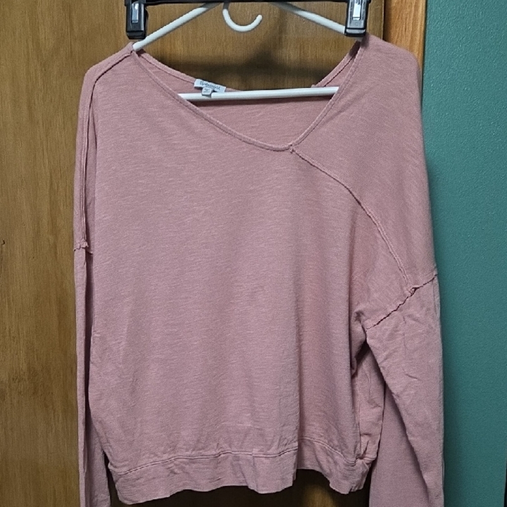 **2 for $10** Women’s Rose Pink Raw-Seam Top